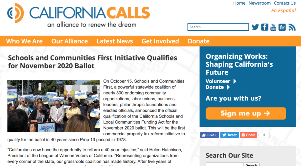 CA Calls is a statewide coalition of nearly 300 endorsing community organizations... 