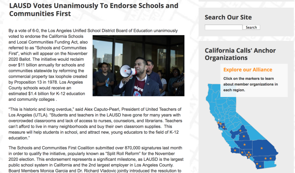 CA Calls member organizations in the Bay Area and Southern CA. 